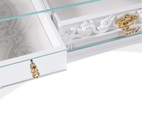 Mahogany Brass Black Storage Drawers Cabinet
