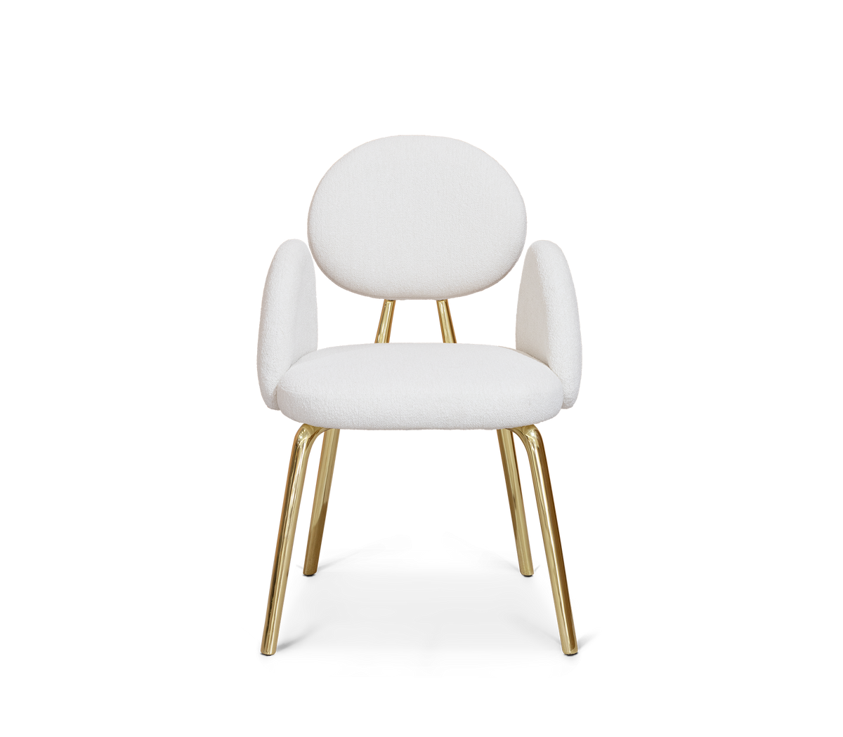Althea Bouclé Sculptural Polished Gold Dining Chair