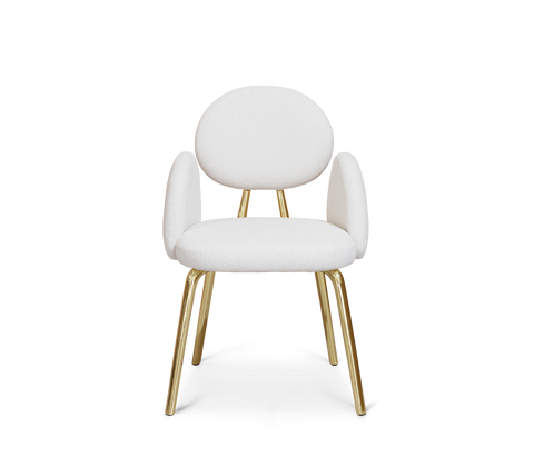 Althea Bouclé Sculptural Polished Gold Dining Chair