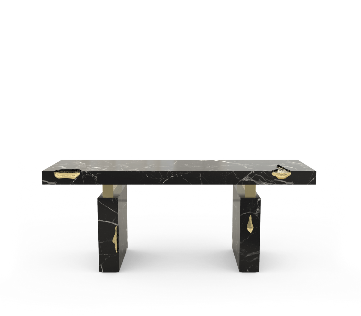 Empire Cracked Brass Inlay Marble Desk