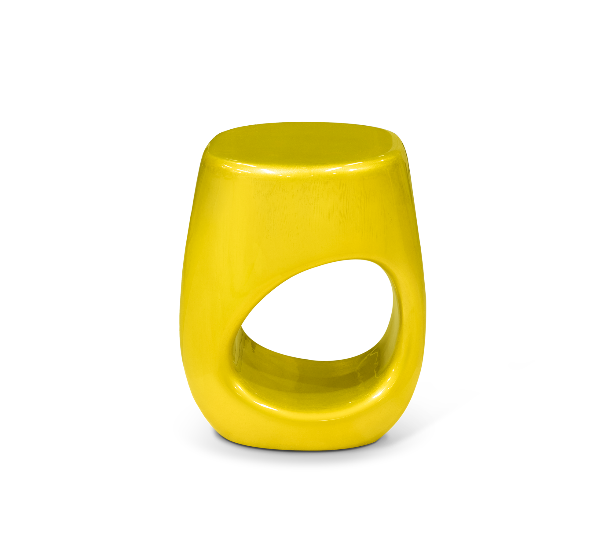 Erosion Gloss Sculptural Fiberglass Accent Stool
