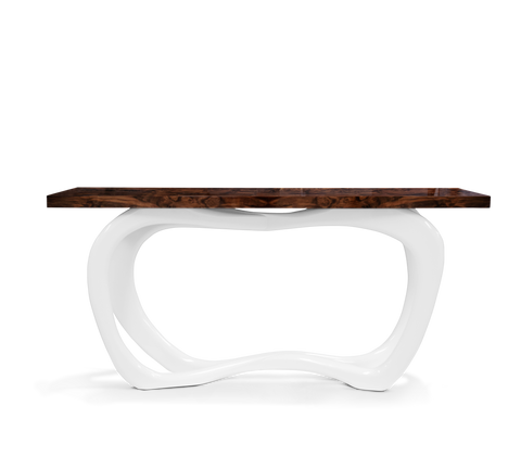 Infinity Consoles Curved Copper Leaf Entryways Cabinet Table