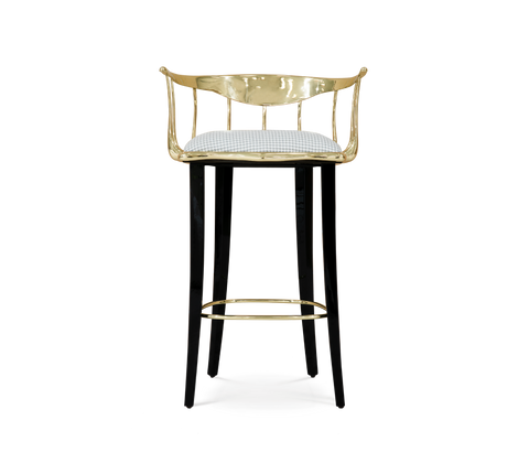 No 11 Surrealist Polished Brass Bar Stool