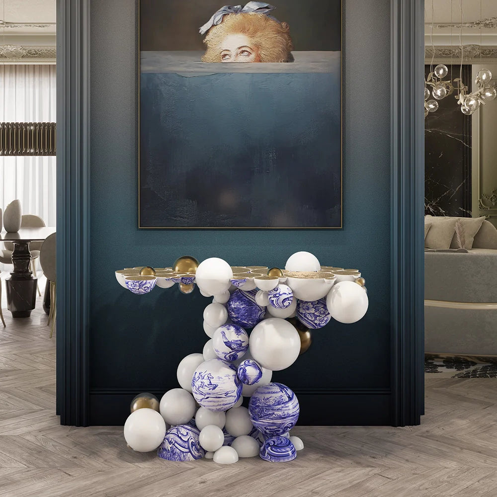 Bubble Boca Rhythm of Blue Console Table