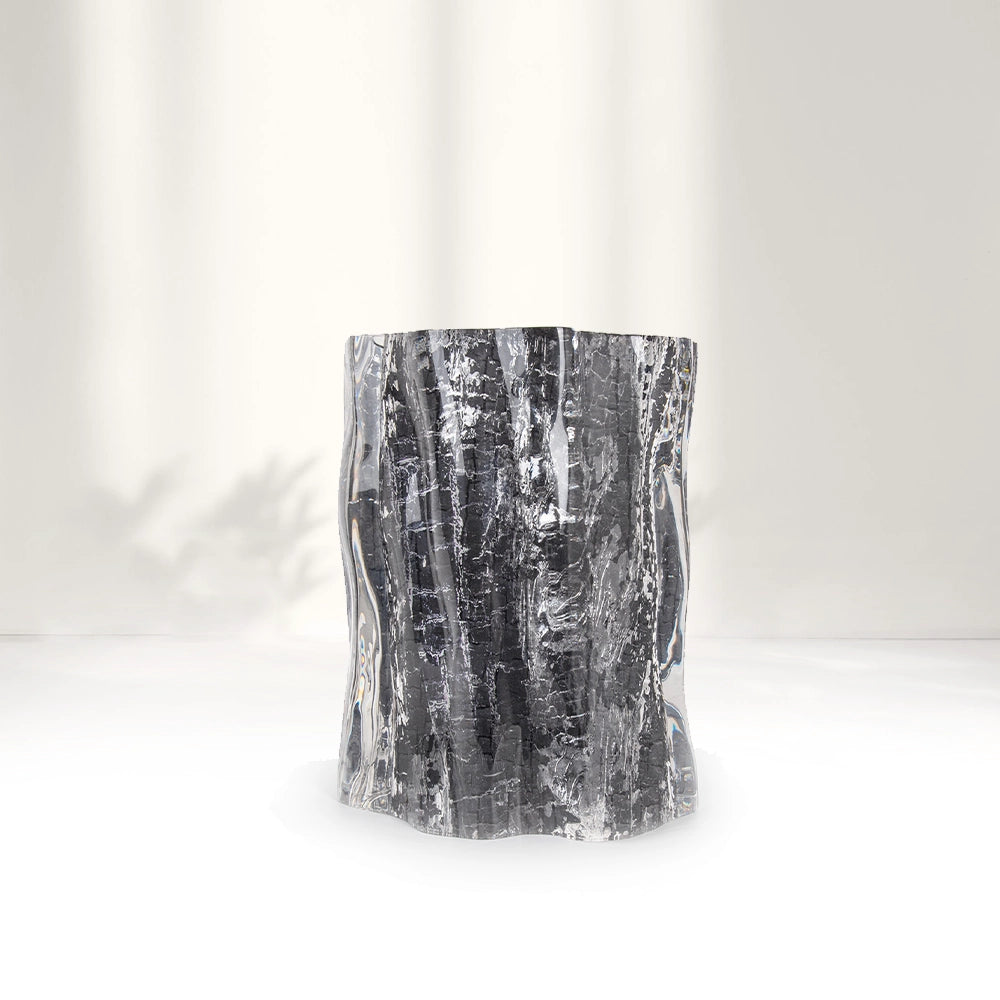 Carbonized Wood Stump Acrylic Stool & Side Table - Ripple