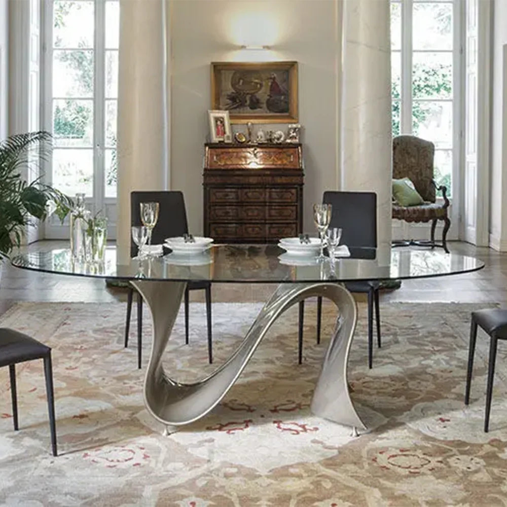 Drumbo Island Glass Dining Table