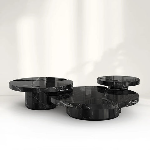 Landscape Round Black Coffee Table