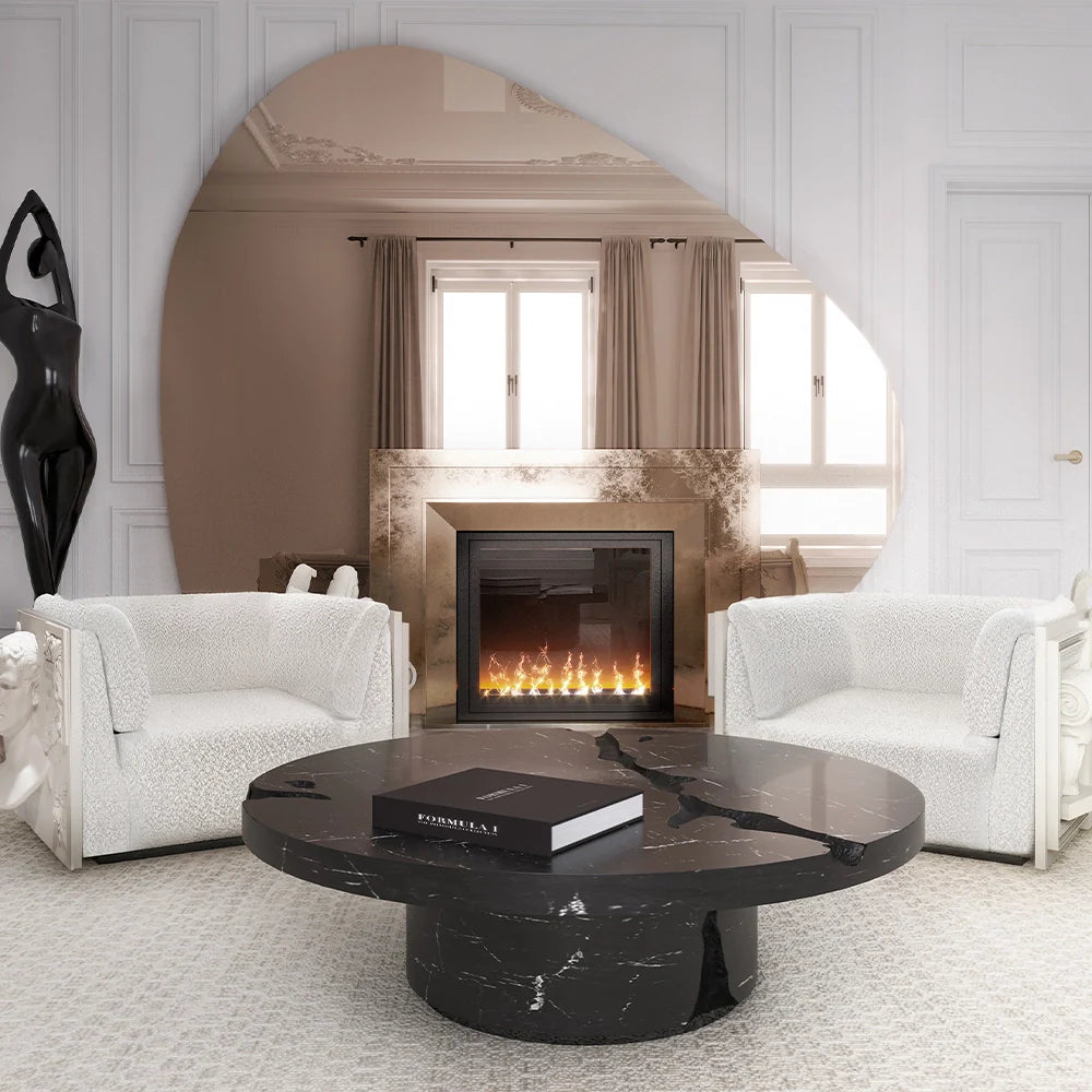 Landscape Round Black Coffee Table