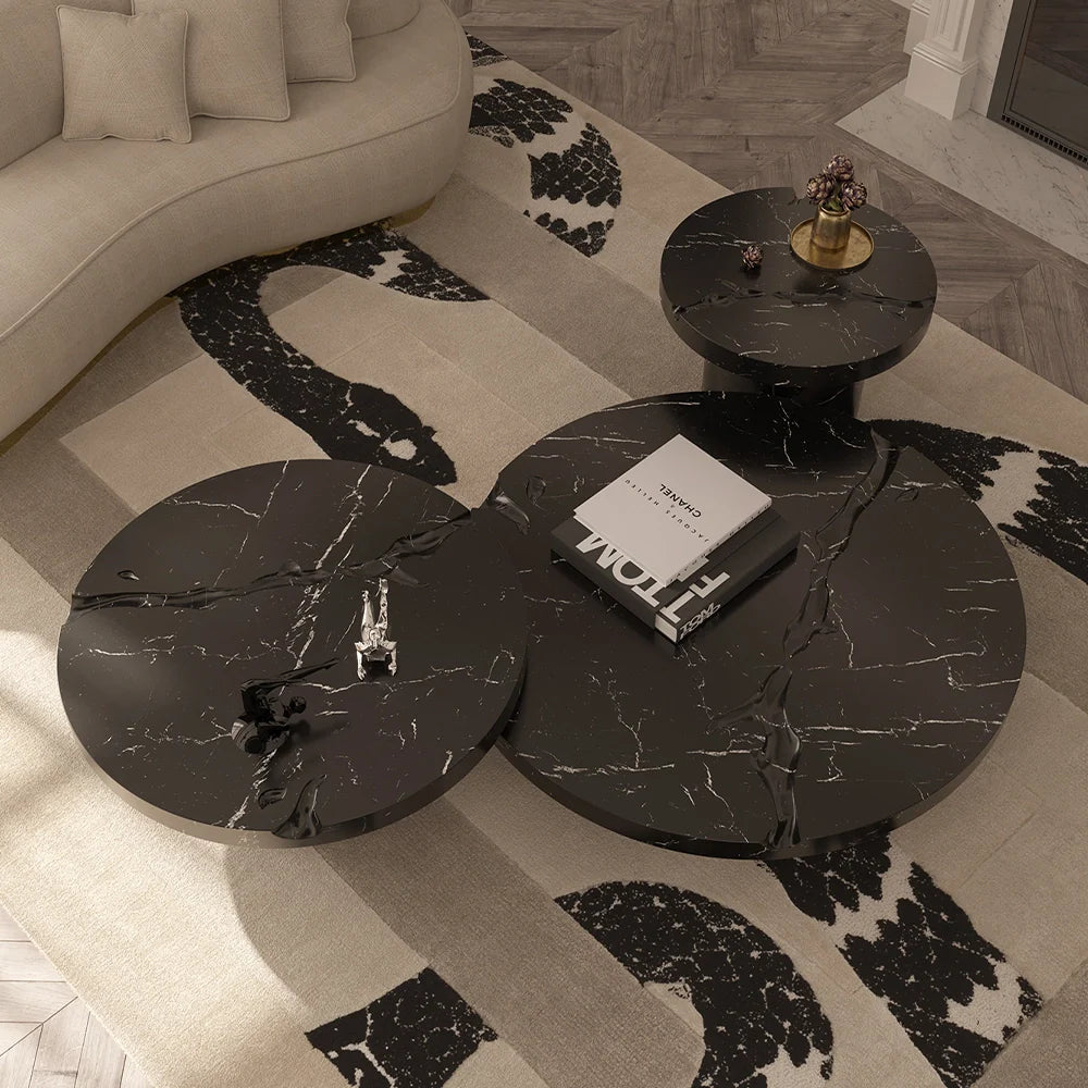 Landscape Round Black Coffee Table