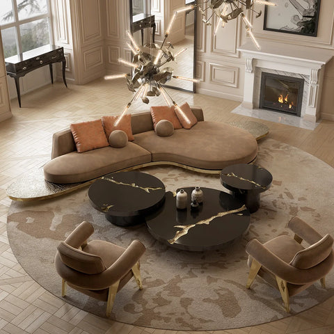 Landscape Round Black Coffee Table