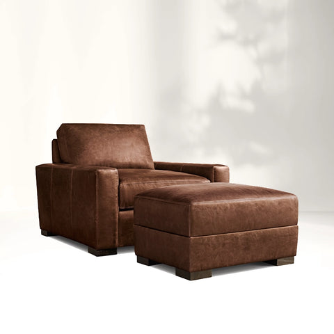 Mavica Leather Armchair Ottoman