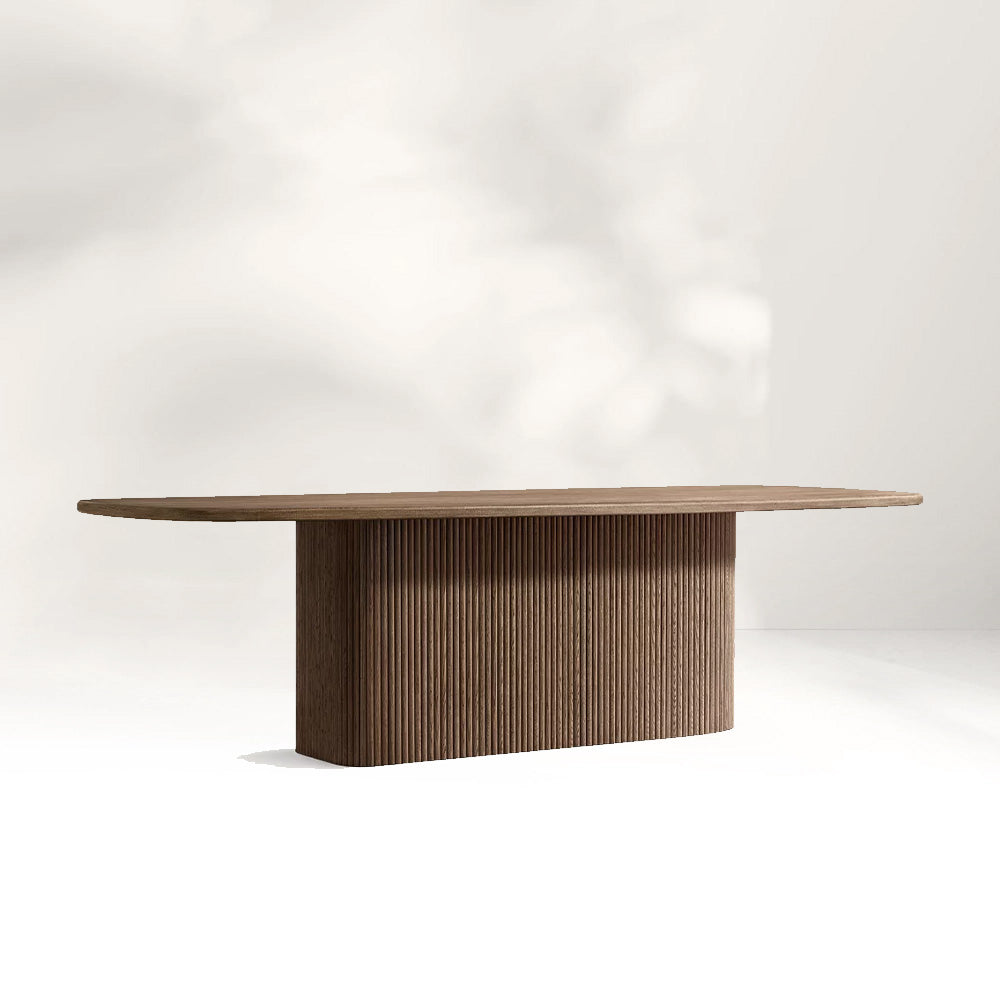 Mulho Pedestal Rectangular Wood Dining Table