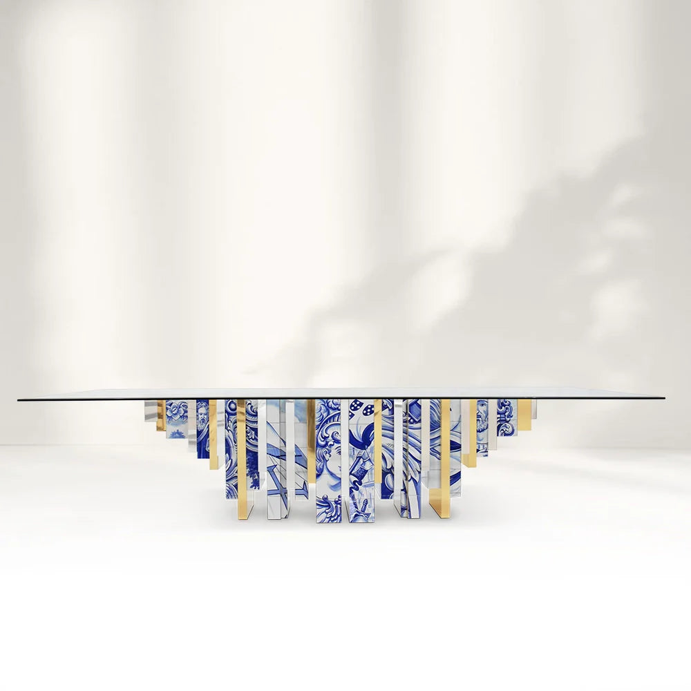 Rhythm of Blue Glass Dining Table