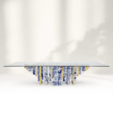 Rhythm of Blue Glass Dining Table