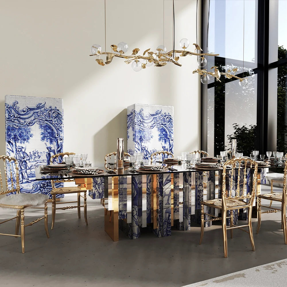 Rhythm of Blue Glass Dining Table