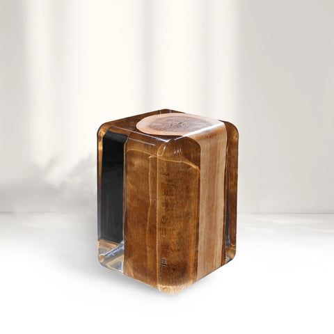 Rustic Wood Stump Acrylic Stool Side Table -Cut