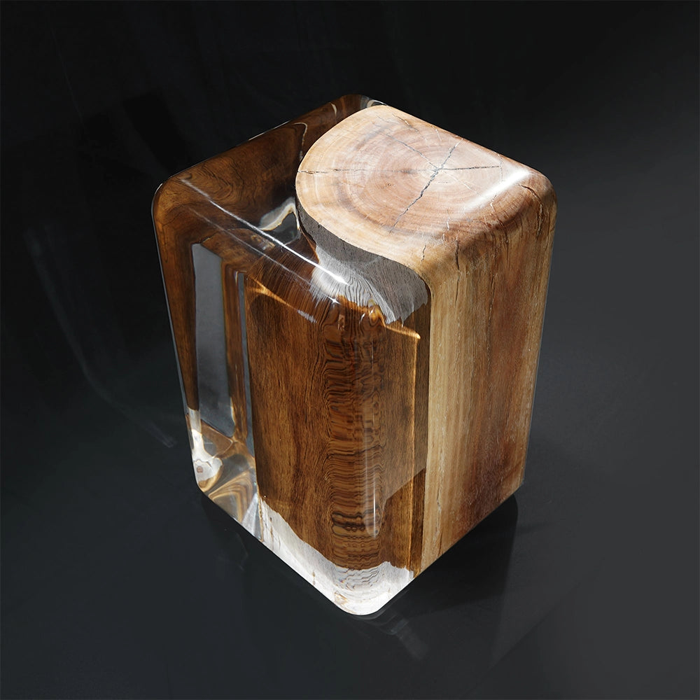 Rustic Wood Stump Acrylic Stool Side Table -Cut