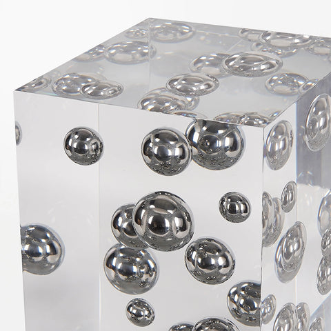 Silver Ball Acrylic Stool Side Table