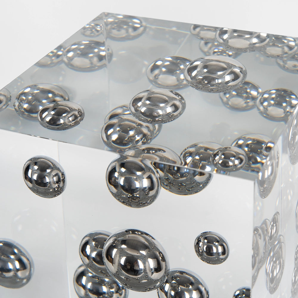 Silver Ball Acrylic Stool Side Table