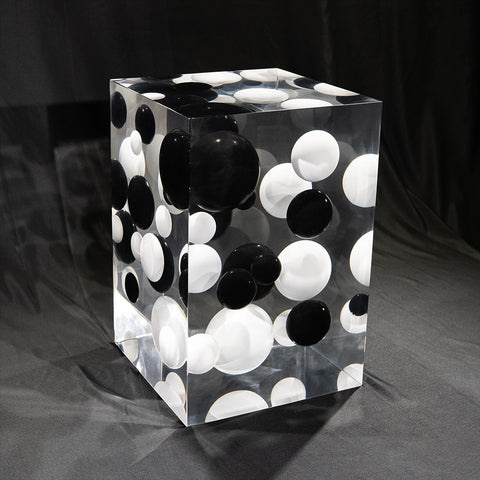 Silver Ball Acrylic Stool Side Table