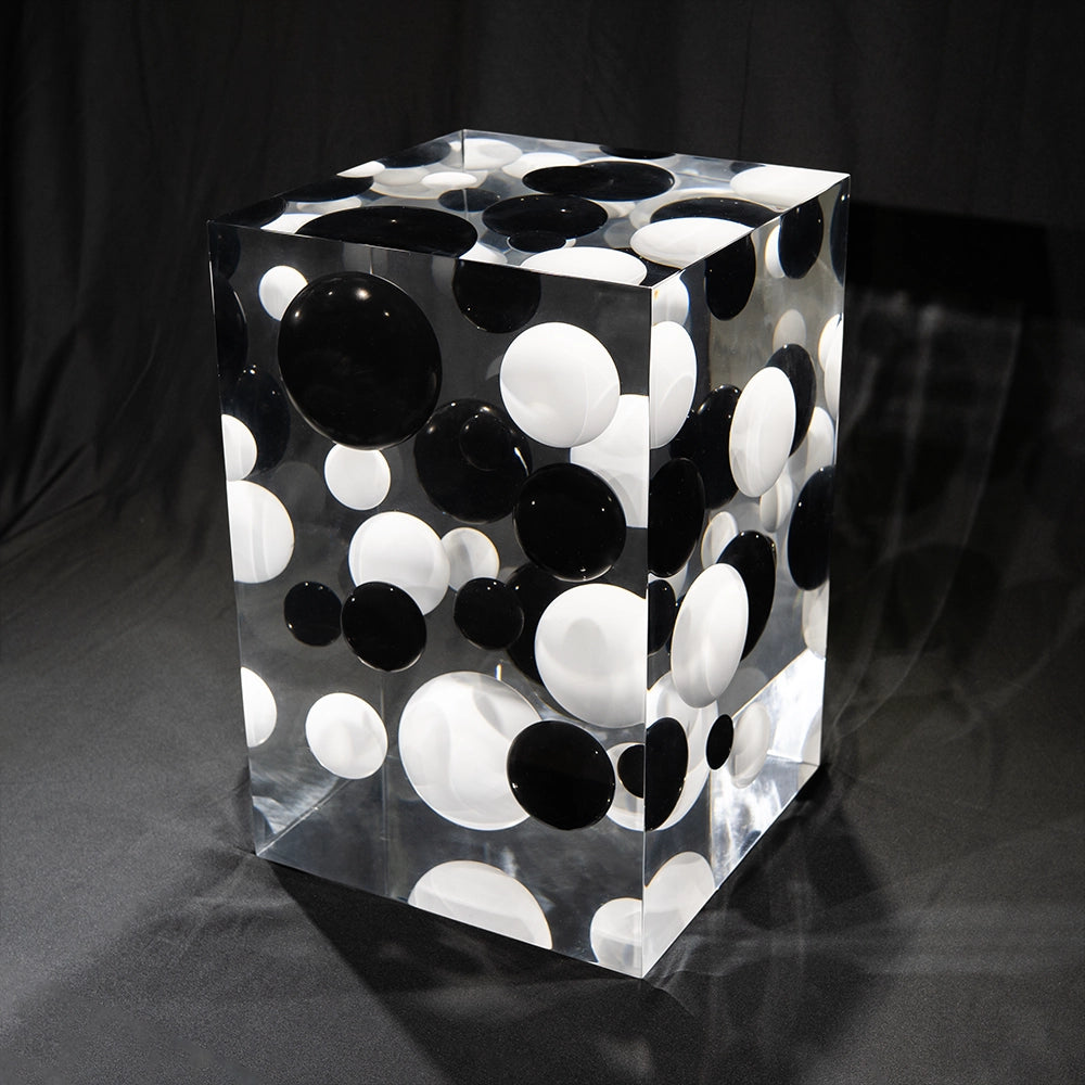 Silver Ball Acrylic Stool Side Table