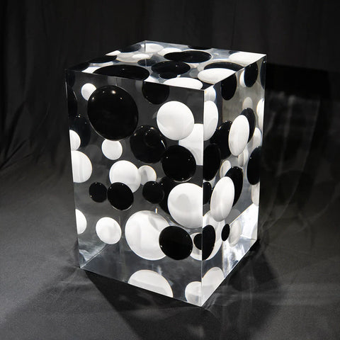 Silver Ball Acrylic Stool Side Table