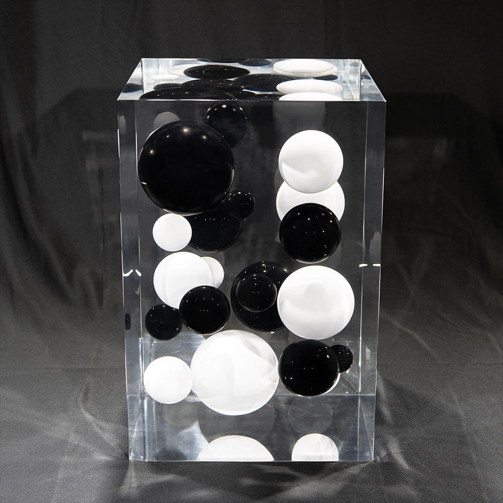 Silver Ball Acrylic Stool Side Table