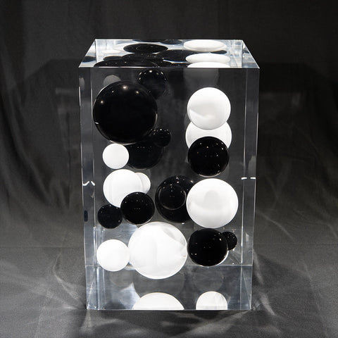 Silver Ball Acrylic Stool Side Table