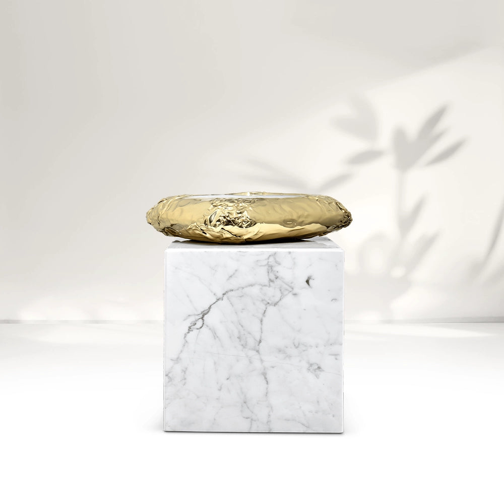 Stonehenge Carrara Brass and Marble Side Table