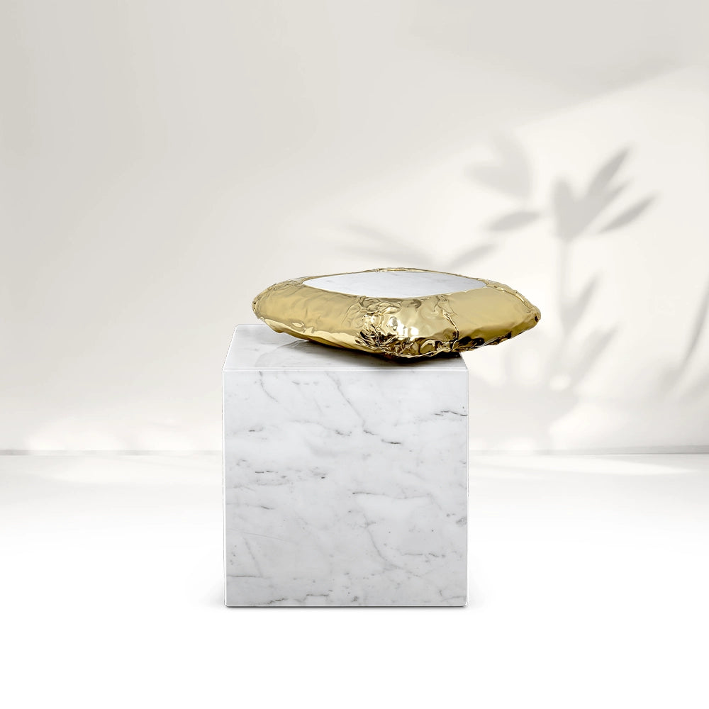 Stonehenge Carrara Brass and Marble Side Table