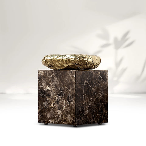 Stonehenge Carrara Brass and Marble Side Table