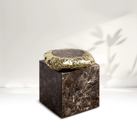 Stonehenge Carrara Brass and Marble Side Table