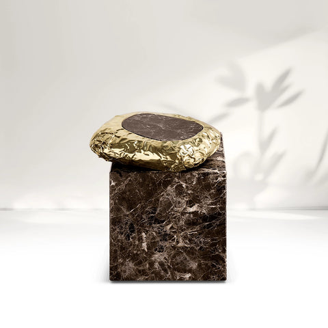 Stonehenge Carrara Brass and Marble Side Table