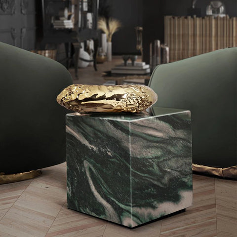 Stonehenge Carrara Brass and Marble Side Table