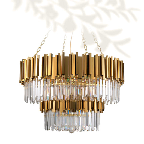 Water Cube Brass Crystal Chandelier