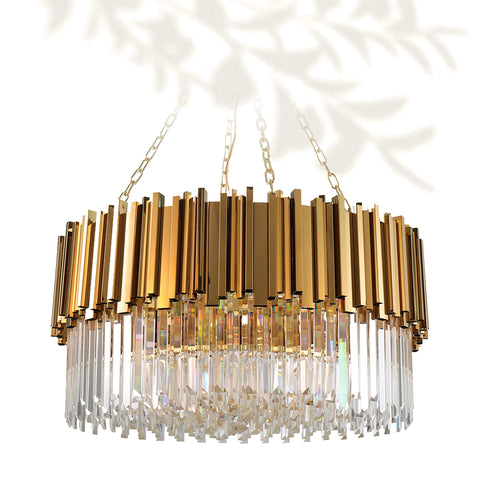 Water Cube Brass Crystal Chandelier