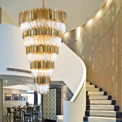 Water Cube Brass Crystal Chandelier