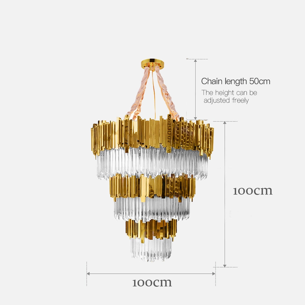 Water Cube Brass Crystal Chandelier