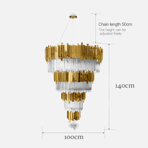 Water Cube Brass Crystal Chandelier