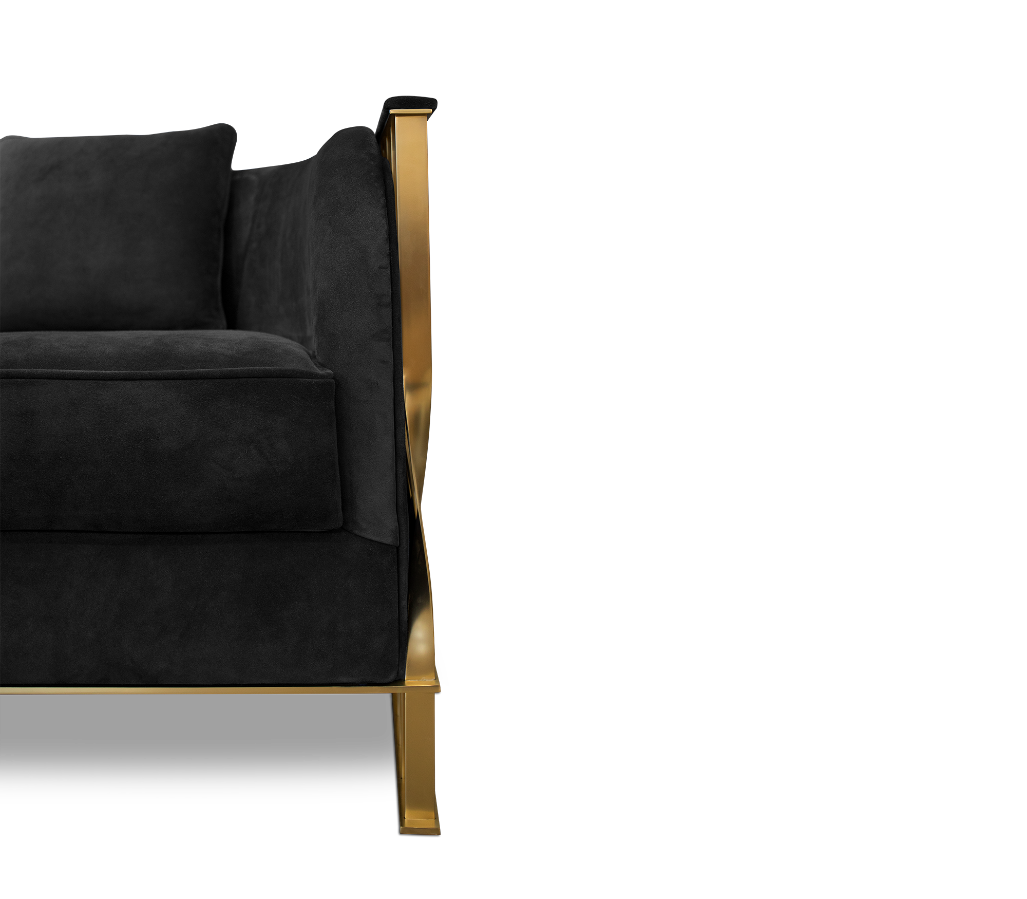 Brass Leather Gold Sculptural Form Armchair