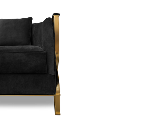 Brass Leather Gold Sculptural Form Armchair