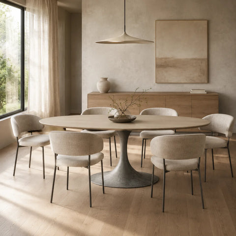 AVRA Oval Wood Dining Table with Oval Base