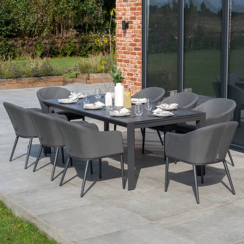 Luna 8 Seat Outdoor Fabric Extending Ceramic Dining Set