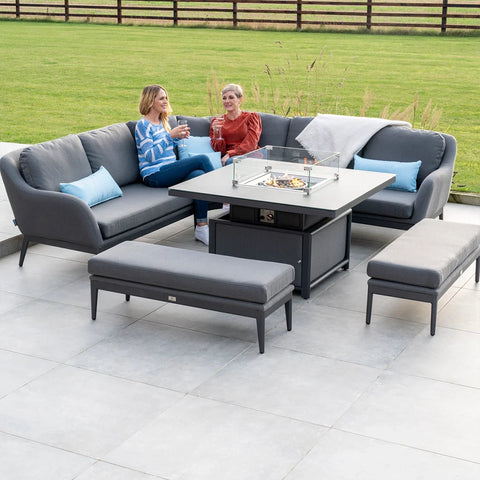 Luna Deluxe Outdoor Fabric Square Corner Dining Set