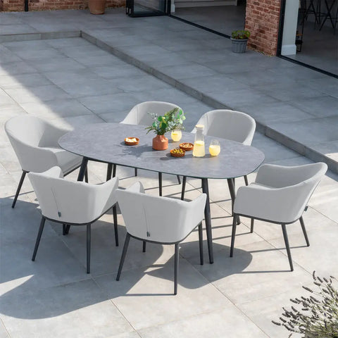 Luna 6 Seat Outdoor Fabric Oval Ceramic Dining Set