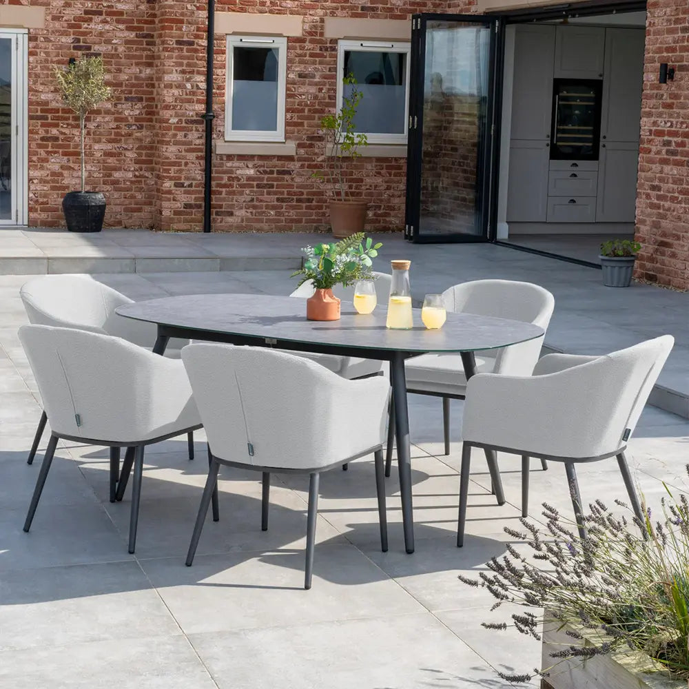 Luna 6 Seat Outdoor Fabric Oval Ceramic Dining Set