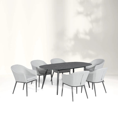 Luna 6 Seat Outdoor Fabric Oval Ceramic Dining Set