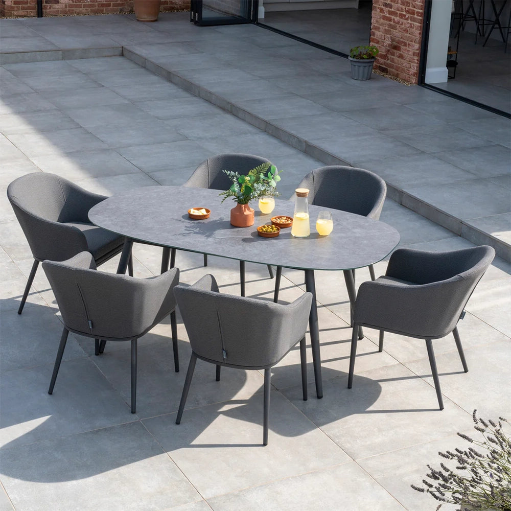 Luna 6 Seat Outdoor Fabric Oval Ceramic Dining Set