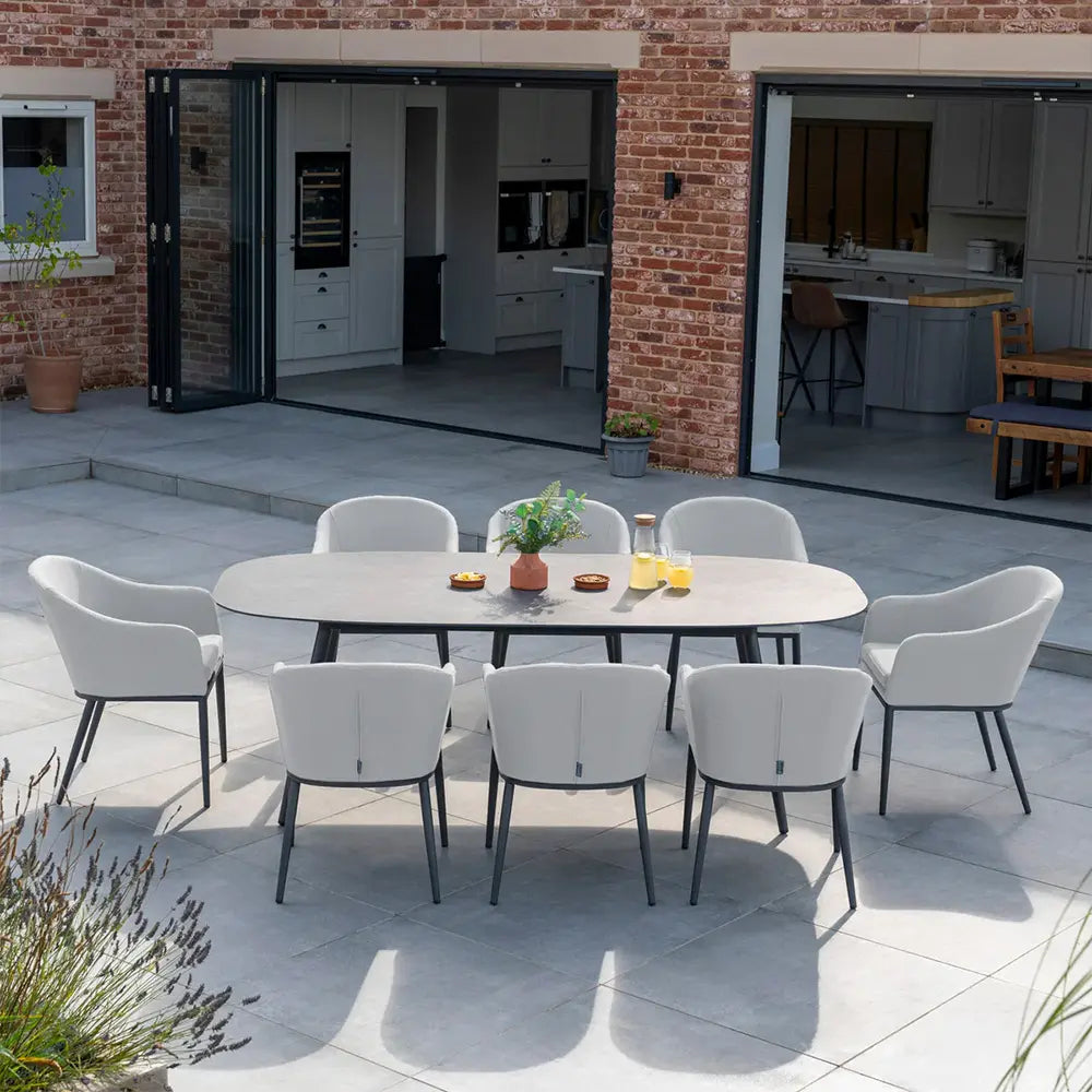 Luna 6 Seat Outdoor Fabric Oval Ceramic Dining Set