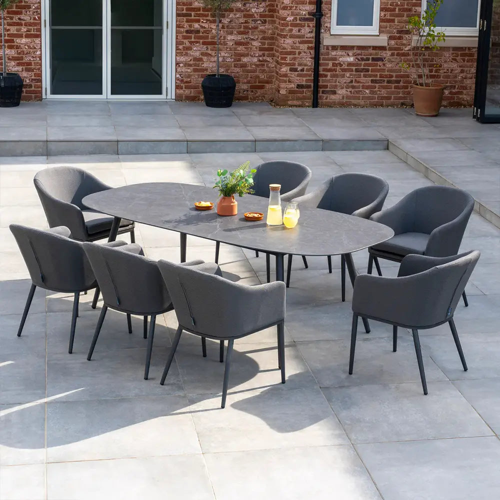 Luna 6 Seat Outdoor Fabric Oval Ceramic Dining Set